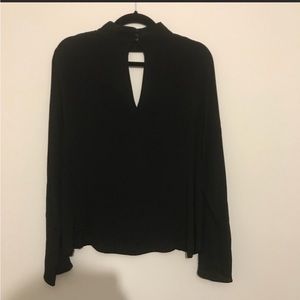 H&M Choker Neck Blouse with Bell Sleeves